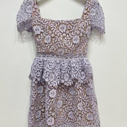 Sexy Square Neck Backless Water-soluble Lace..