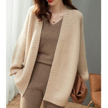 Fashion Loose Slouchy Sweater Jacket For Women