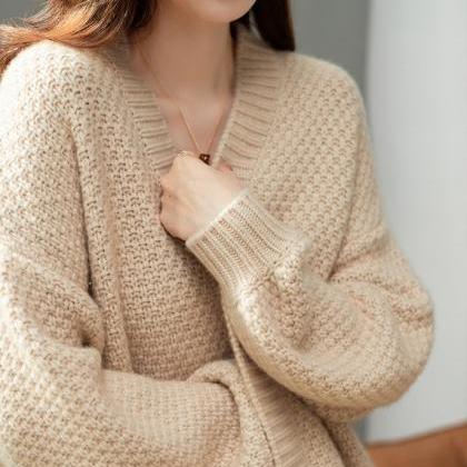 Fashion Loose Slouchy Sweater Jacket For Women