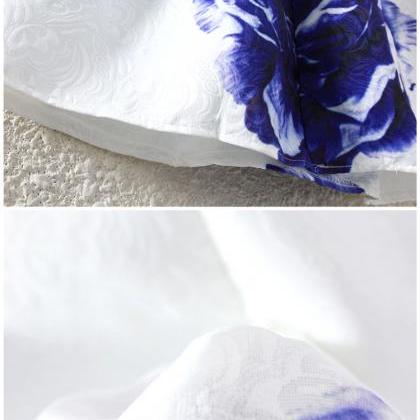 Collar Peony Blue And White Porcelain Printing..