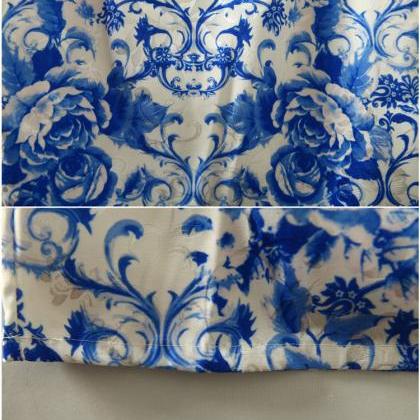 Silver Print Blue And White Porcelain Slimming..