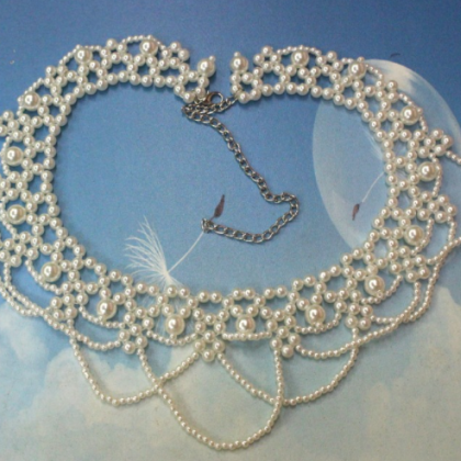 Hand Woven Pearl Fake Collar Bead Bead Foam Neck..