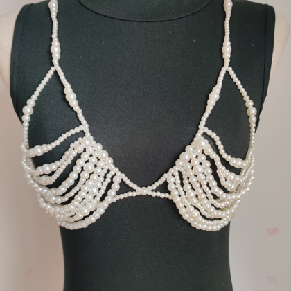 Fashion Sexy Hand-woven Pearl Small Belly Pocket..