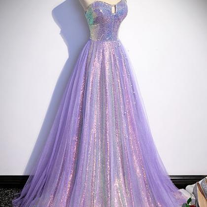 Purple Chest Glitter Evening Dress Female Light..