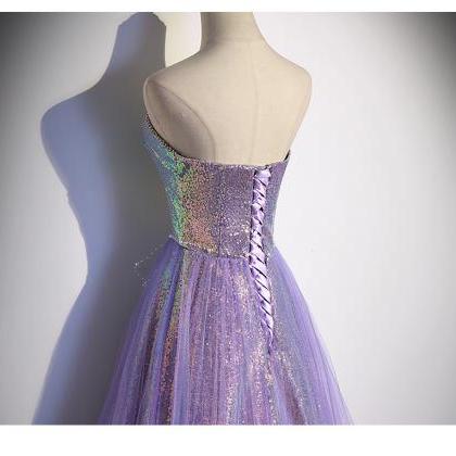 Purple Chest Glitter Evening Dress Female Light..