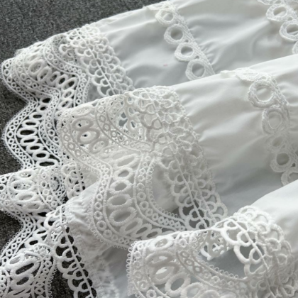 Standing Neck Hollow Out Embroidered Lace Lace..