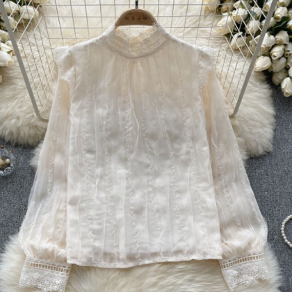 Long Sleeve Shirt Female Autumn And Winter Lace..