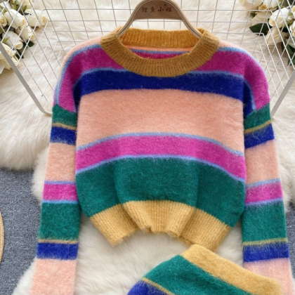 Colorful Striped Knit Women's..