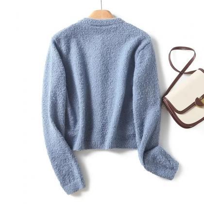 Mini Loop Yarn Knitted Cardigan Short Coat