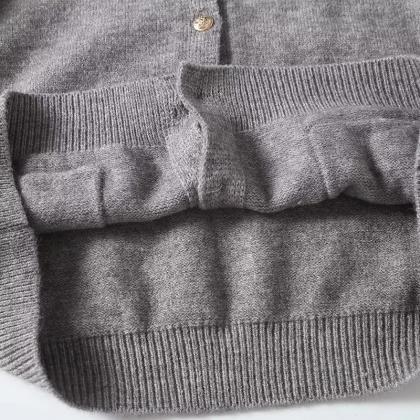 Casual Crew Neck Blend Knit Cardigan