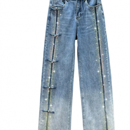 Drill Jeans Women Wide Leg Pants 2023 Spring..