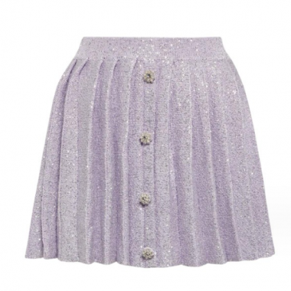 Sequin Knit Coat For Women + Pleated Skirt With..