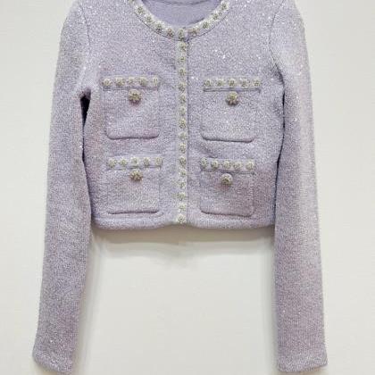 Sequin Knit Coat For Women + Pleated Skirt With..
