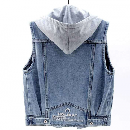 Denim Waistcoat Female Foreign Style Embroidery..