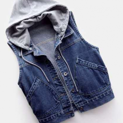 Denim Waistcoat Female Foreign Style Embroidery..