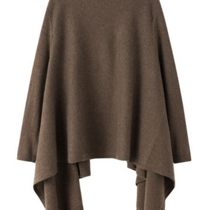 Autumn Ladies Wool Style Outside With A Solid..