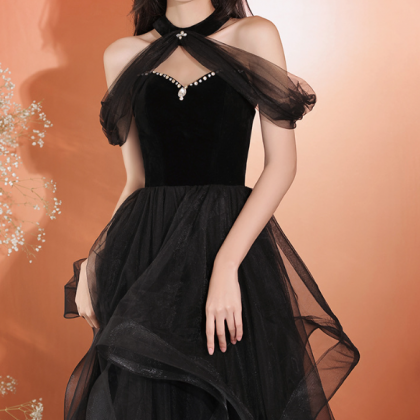 Black Evening Dress Female High-end Light Luxury..