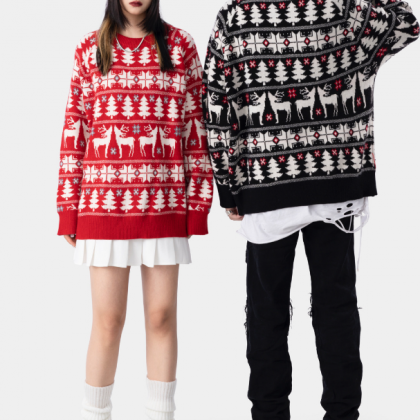 Slouchy And Fluffy Warm Knit Couple's..