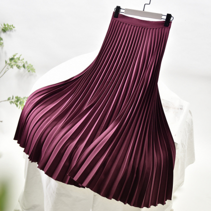 Temperament Slim Large Size Pleated Skirt 2023..