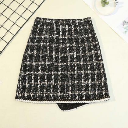 Irregular Plaid Skirt Female Korean Version Of..