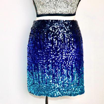 High-waisted Slim-fit Gradient Sequin Skirt Sexy..