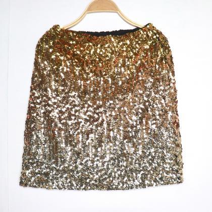 High-waisted Slim-fit Gradient Sequin Skirt Sexy..