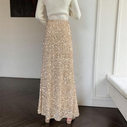 Autumn And Winter Heavy Heavy High-waisted Sequin..