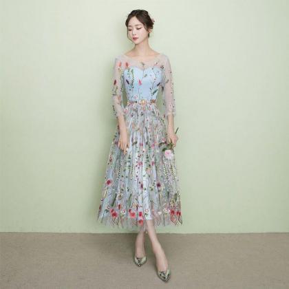 Evening Gown Long Flower Fairy Lace Fashion..