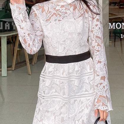White Heavy Embroidery Lace Dress In The Long 2023..