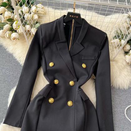 Black Double-breasted Suit Dress..