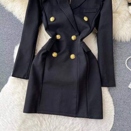 Black Double-breasted Suit Dress..