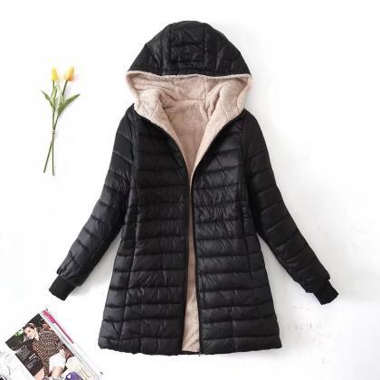 Autumn And Winter Mid-length Korean Version Hooded..