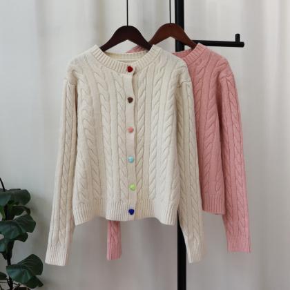 Love Heart Button Sweater Coat 2023 Autumn And..