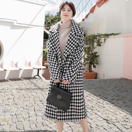 Black And White Cocoon Type Thousand-bird Gingham..