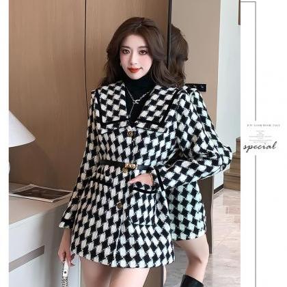 Autumn And Winter Double-breasted Woolen Suit Slim..