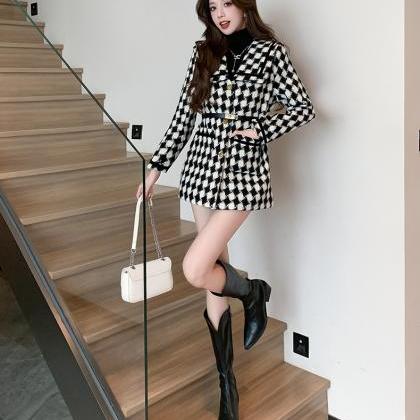 Autumn And Winter Double-breasted Woolen Suit Slim..