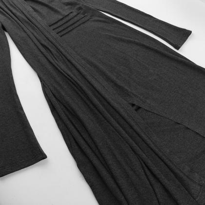 Knitted Long-sleeved Sexy Slit Slim Dress