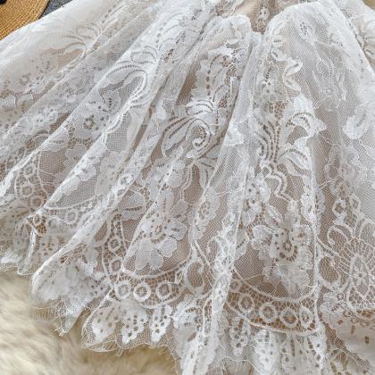 Whimsical White Lace Party Dress