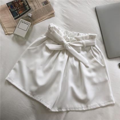 Sweet Bow Lacing Loose Casual Elastic Waist Wide..