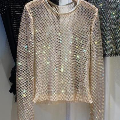 Stylish Ab Color Diamond Round Neck Jumper With..