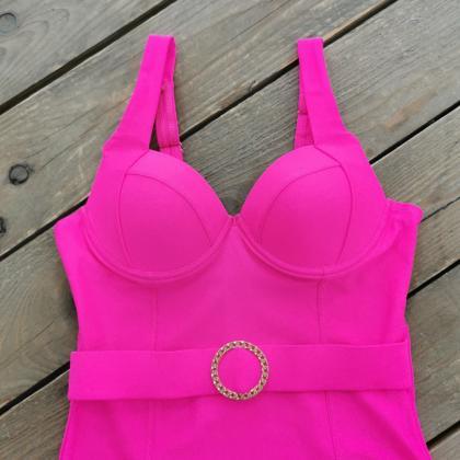 Hard Package Solid Color Halter Top Breast..