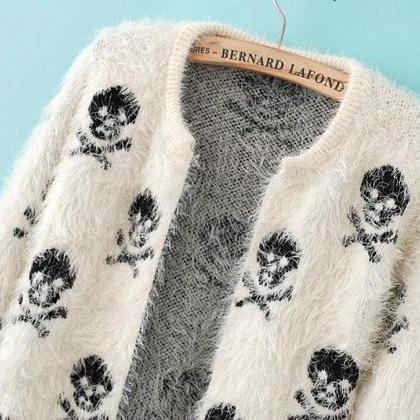 Women's Skull Mohair Sweater Cardigan..