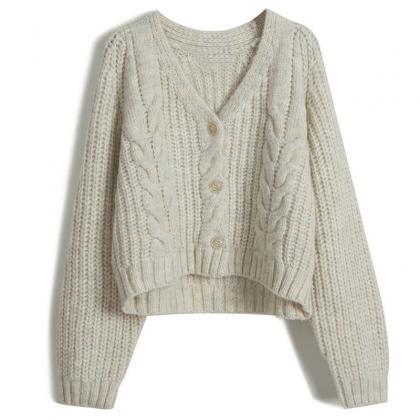 Sweater Autumn And Winter Short Twist Design Coat..