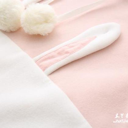 Cute Pink Bunny Ears Long Sleeved Hoodie Jumper..