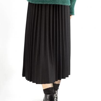 Woolen Skirt Pleated Skirt Autumn And Winter Long..