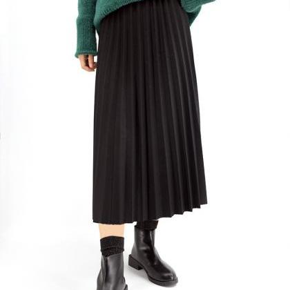Woolen Skirt Pleated Skirt Autumn And Winter Long..