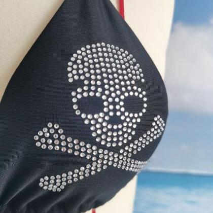 Skull Rhinestone Bikinis Shining Skull Swimwear..