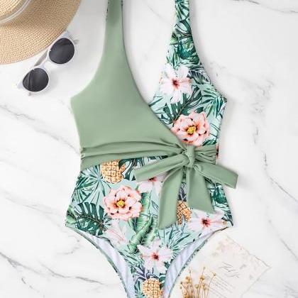 A One-piece Cross Strap Swimsuit With Sexy And..