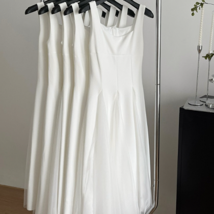 White Camisole Dress For Women Mesh Fluffy Fairy..