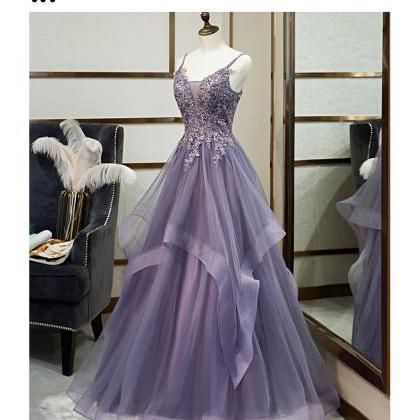 Banquet Evening Dress Female Purple Sling Dress..